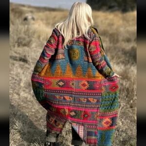 SAACHI Crochet Woven Aztec Handmade Embroidered Jacket Small/Medium OS NWT$700